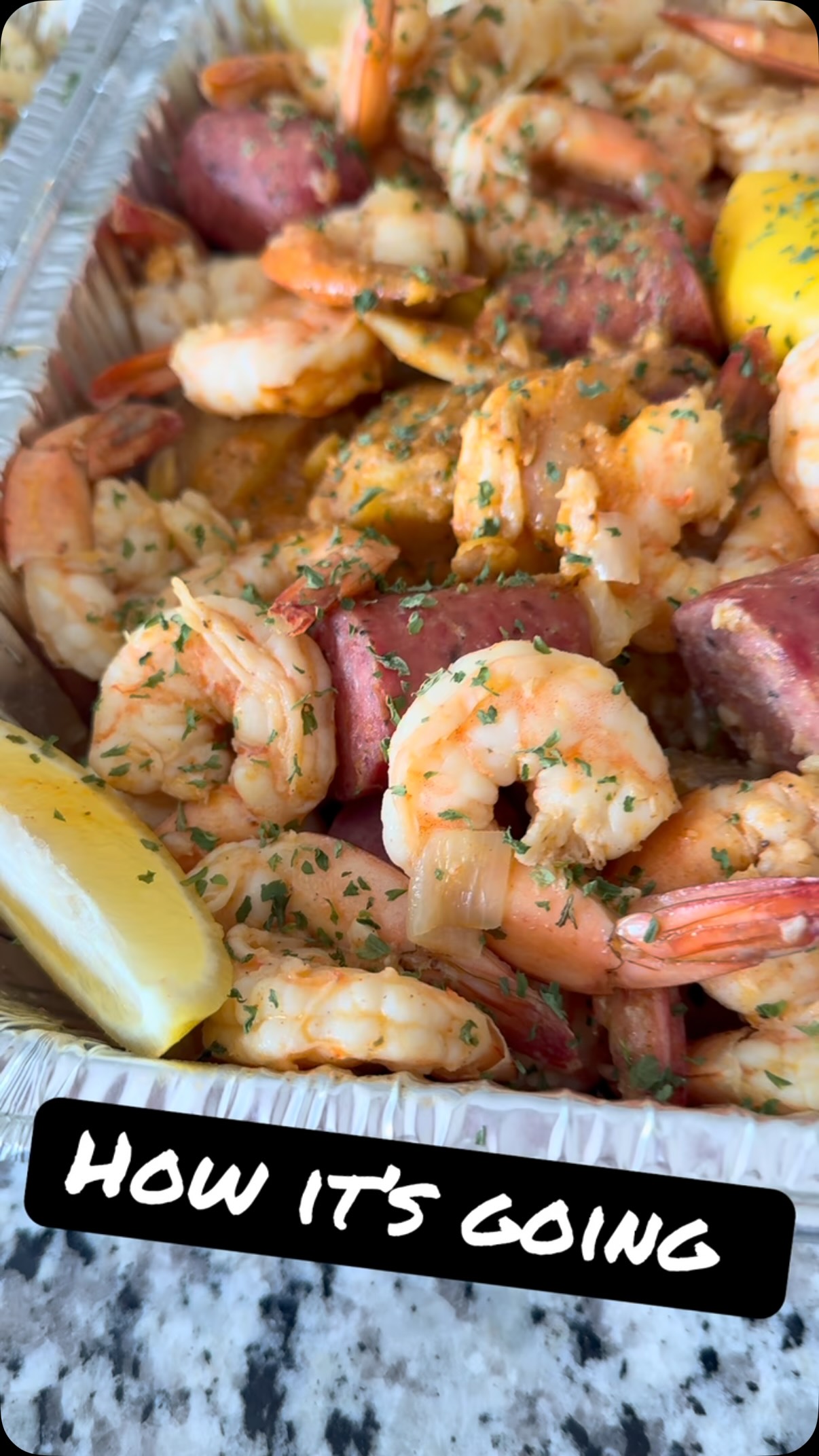 Low country shrimp boil prepared by The Second Spoon Catering Co.